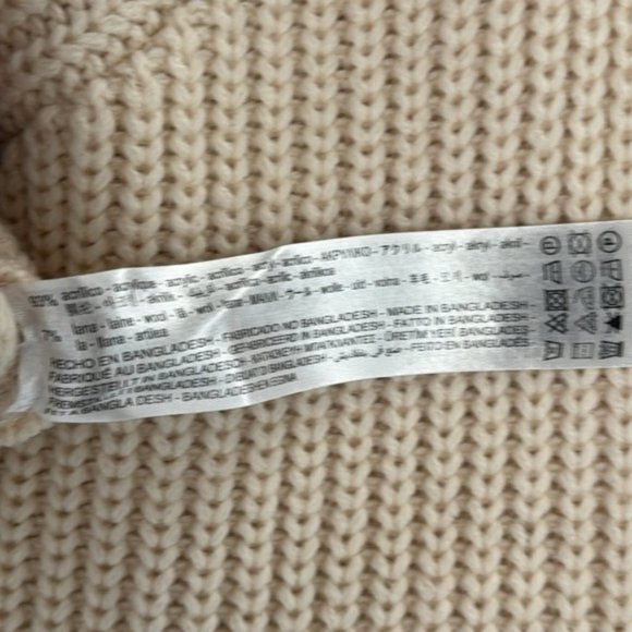 Zara Cream Cable Knit Scoop Neck Sweater Size M - Picture 8 of 9